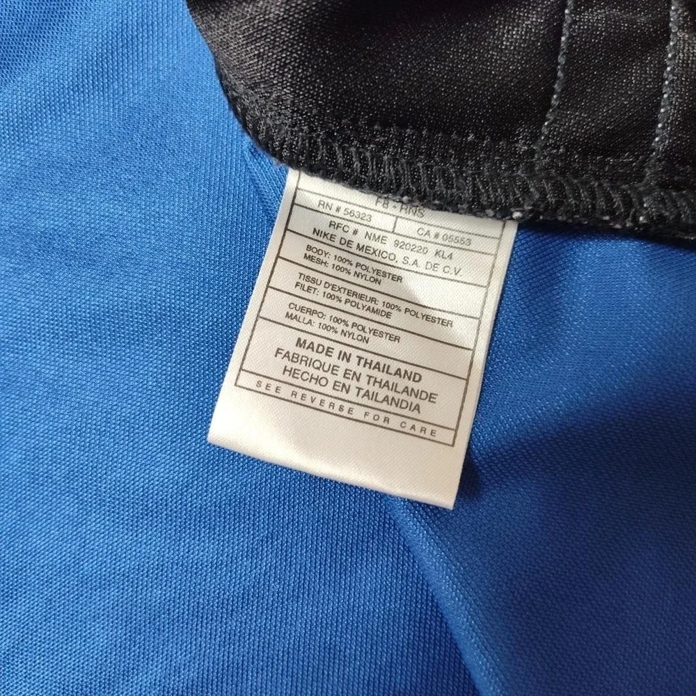 Vintage Nike‎ Basketball Polo Shirt Men XL Blue Black Y2K Colorblock Mesh Jersey